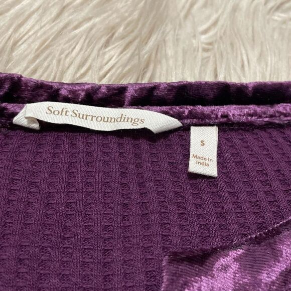 Soft Surroundings Alistair waffle knit blouse with velvet panels size small - Picture 3 of 6